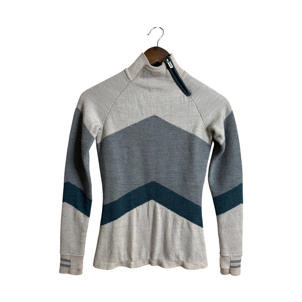 Smartwool Dacono Ski Funnel Neck Sweater Chevron Colorblock Wool Womens XS